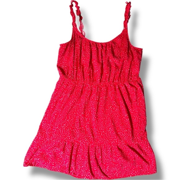 Banana Republic Casual Sleeveless Tiered Flowy Red Mini Dress with Ruffle Straps - Picture 9 of 16